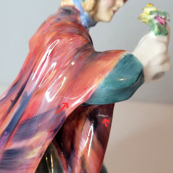 Vintage Royal Doulton Lady Charmian Bone China Figurine HN1949 England CRACKED - Picture 10 of 12